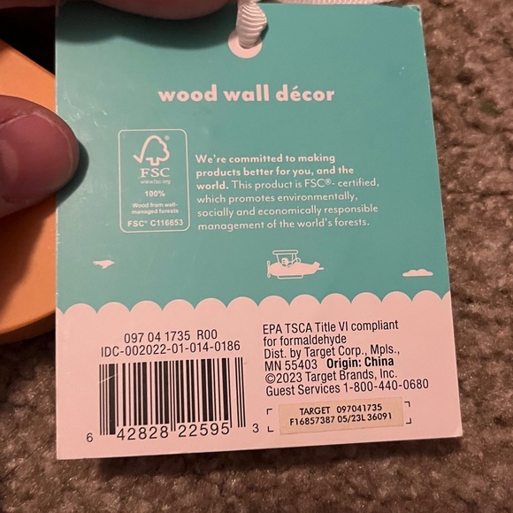 Pillowfort Wooden Wall Décor in Blue and Tan - Picture 3 of 7